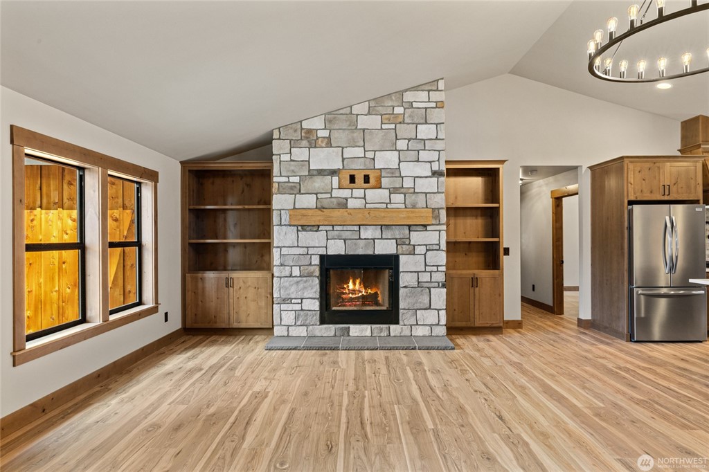 Stone fireplace