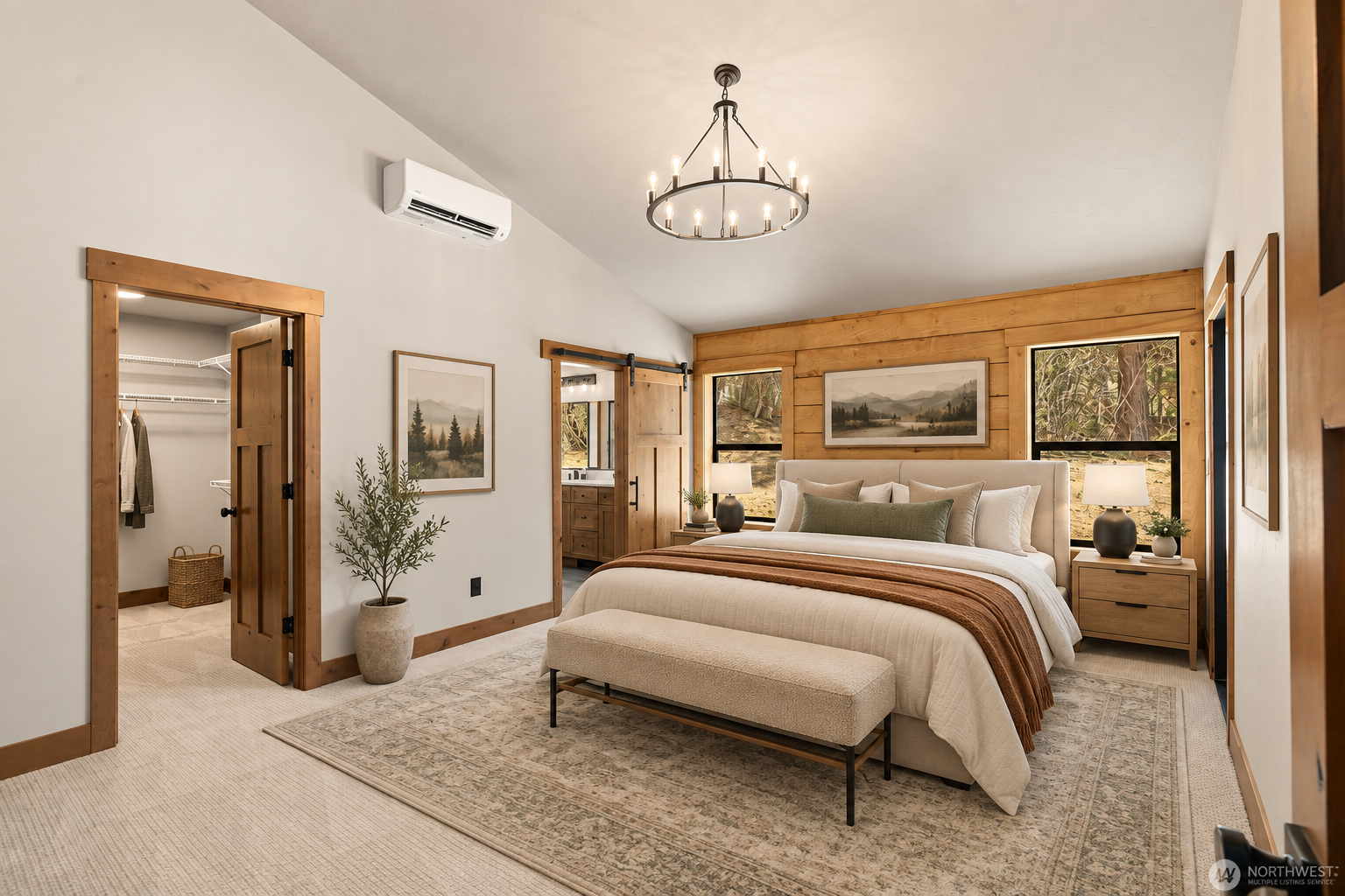 Virtually staged primary bedroom